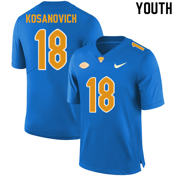 Youth #18 Eli Kosanovich Pitt Panthers College Football Jerseys Sale-New Royal